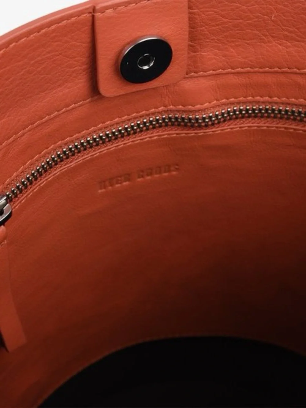 HYER Goods Orange Leather Bucket Bag - Minimal Shoulder Tote medium